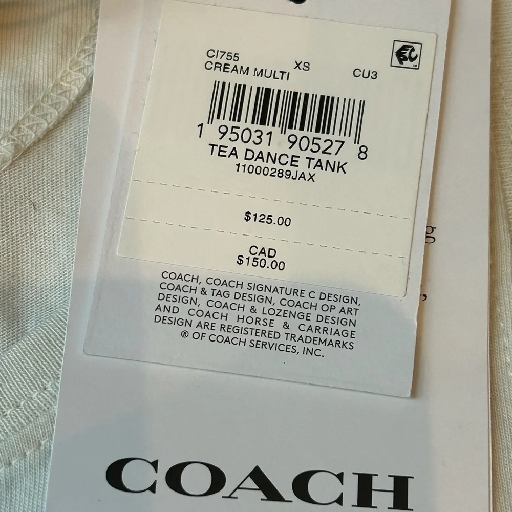 Coach Cream Tank Top with Red and Blue Print